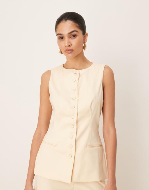 Six Stories longline vest in lemon - part of a set