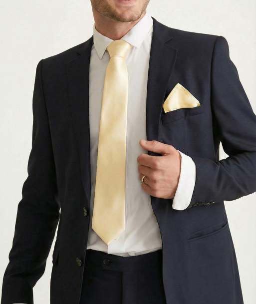 Six Stories Men's satin tie in champagne, 4 of 7