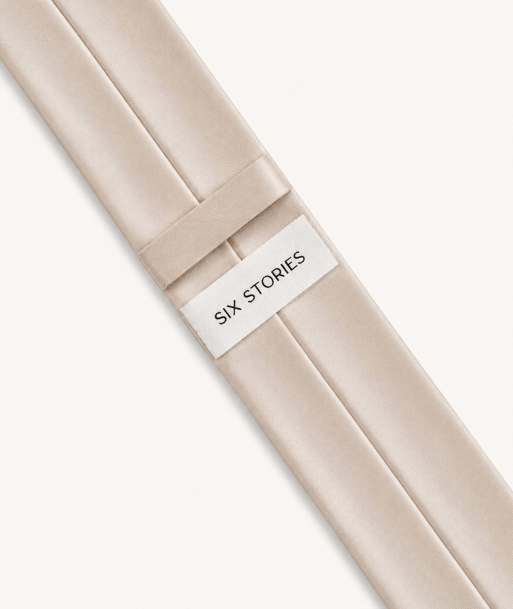 Six Stories Men's satin tie in oyster, 3 of 7