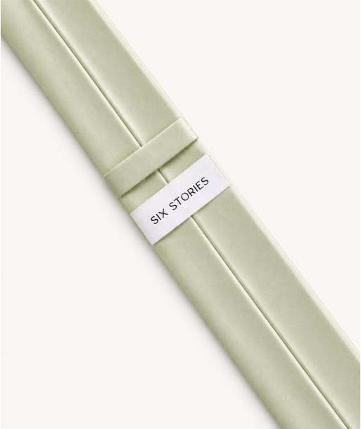Six Stories Men's satin tie in sage, 3 of 7
