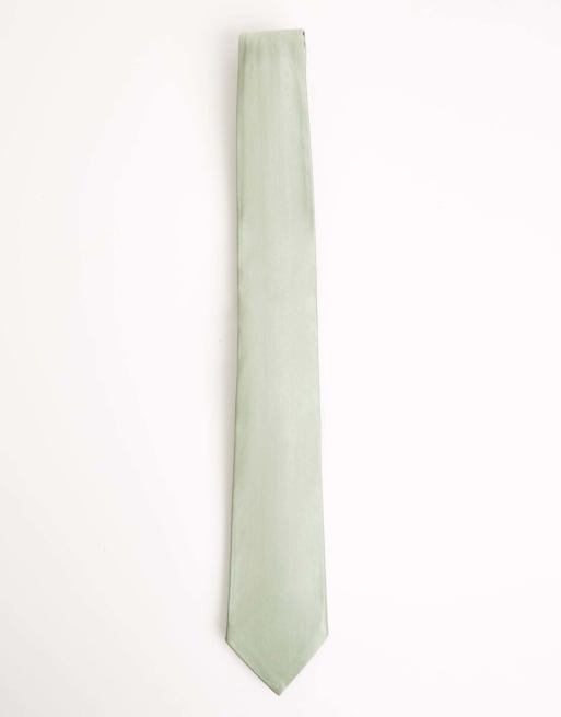 Six Stories Men's satin tie in sage, 5 of 7
