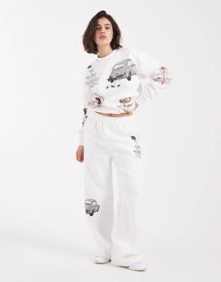 Pantalon de survêtement d'ensemble d'hiver à imprimé mariage - Blanc 10