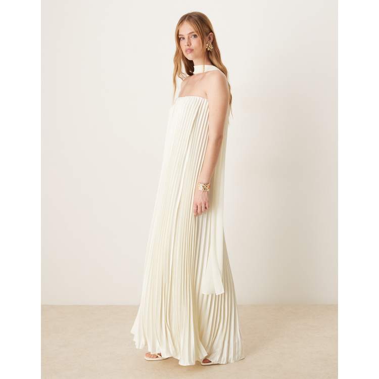 Six Stories pleated bandeau maxi dress with detachable neck