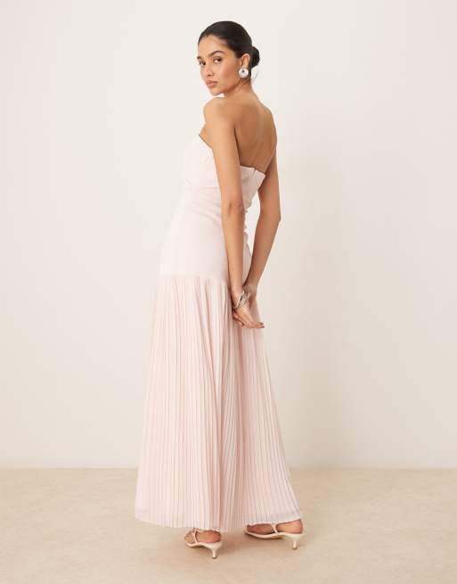 Six Stories pleated midi dress in blush pink