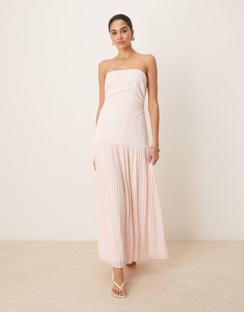 Six Stories pleated midi dress in blush pink
