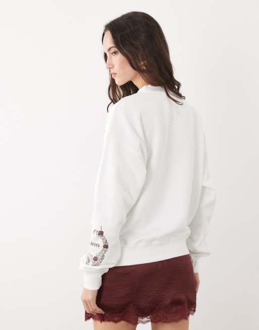 Six Stories – Pullover in Weiß mit Vegas- und „Bride“-Prints, 3 von 4
