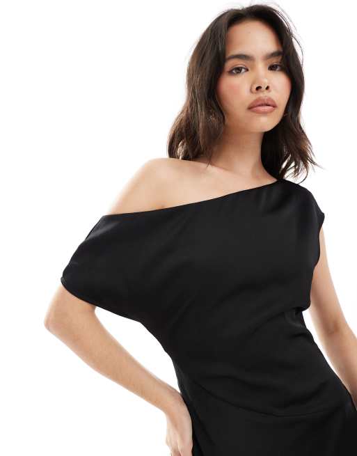 Six Stories - Robe longue de demoiselle d'honneur satinée asymétrique - Noir, 4 de 4