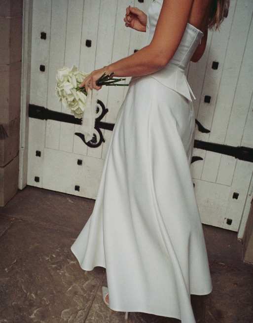 Six Stories Satin corset midi dress in ivory, 7 of 7