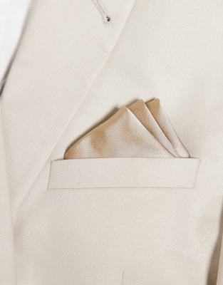 Six Stories Six Stories satin pocket square in champagne-Gold