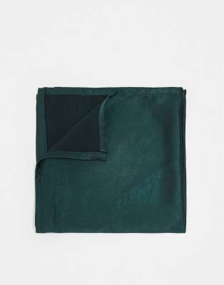 Six Stories Six Stories satin pocket square in emerald-Green
