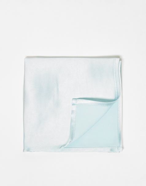 Six Stories satin pocket square in ice blue - view 1