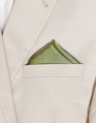 satin pocket square in moss green