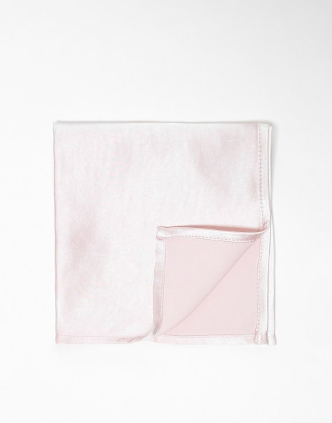 Six Stories satin pocket square in powder pink - view 1
