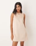 [Six Stories] Six Stories satin shift mini dress in soft gold 36 Soft Gold