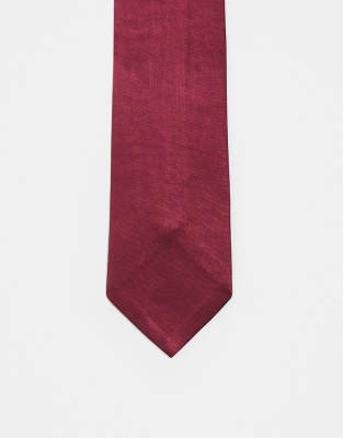 satin tie in burgundy-Red