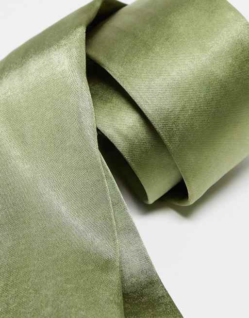 Moss Striped Satin Pocket Square