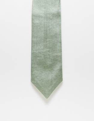 Six Stories Six Stories satin tie in sage-Green