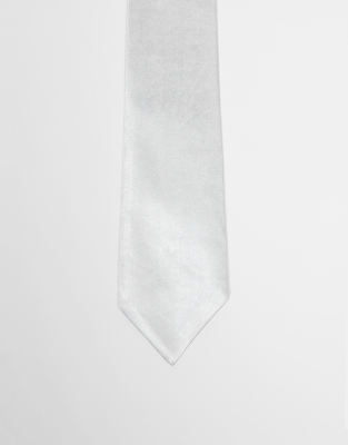 satin tie in silver