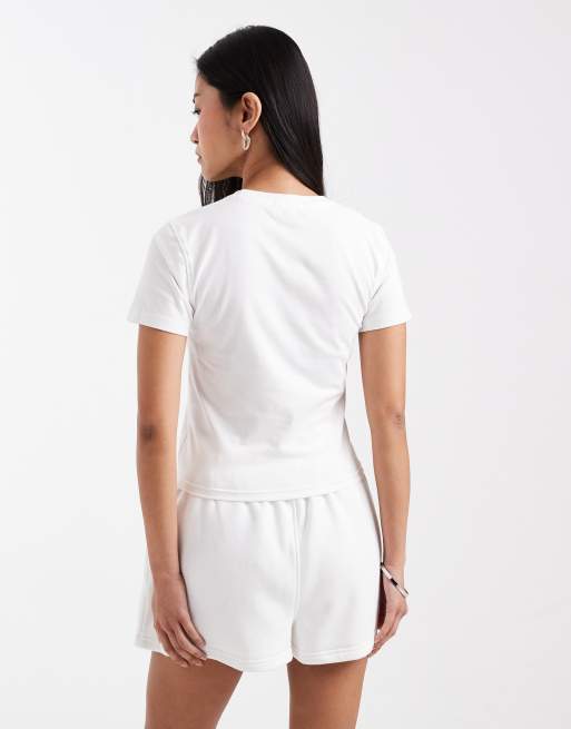 Six Stories Script blue 'Wifey' baby tee in white, 4 of 4