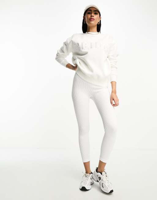 Six Stories seamless contour rib leggings in milk white