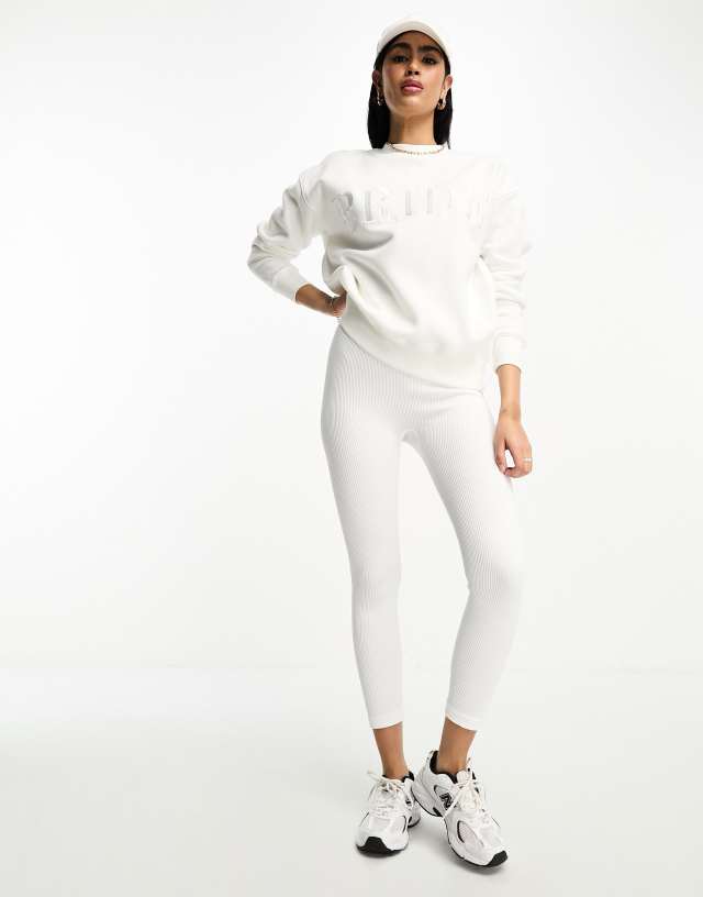 Six Stories - seamless contour rib leggings in milk white