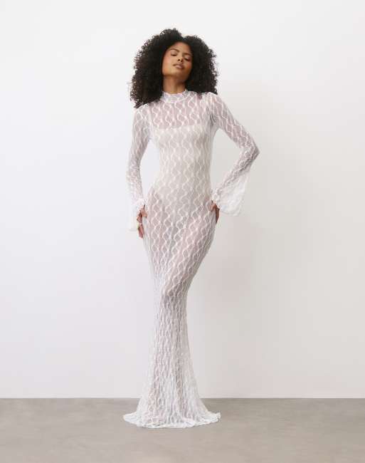 white flare lace dress Evalyn Tiered Ruffle Maxi Dress • Shop American Threads Women's Trendy Online Boutique White / L main image 1