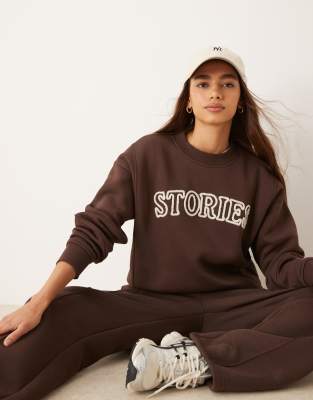 Six Stories - Sweatshirt in Espresso-Braun, Kombiteil