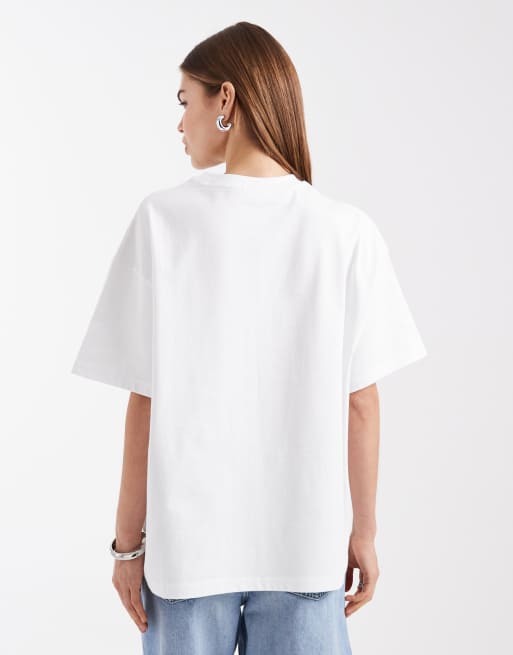 Six Stories - T-shirt squadrata oversize bianca con scritta "Matcha Made In Heaven" decorata, 4 di 4