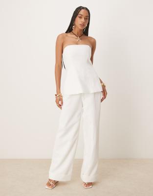 Six Stories Six Stories tailored wide leg trouser co-ord in white