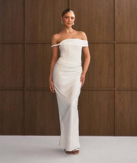 Six Stories Twist strap corset maxi dress in white - view 1
