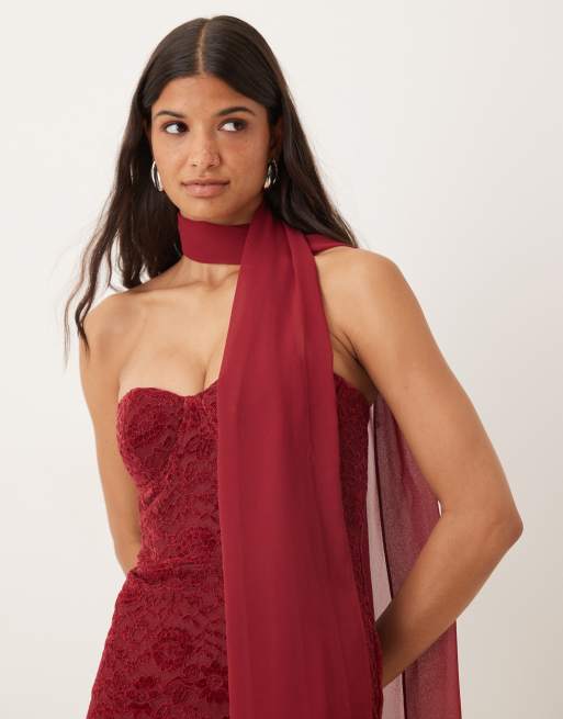 strapless open back dress Luannie Halter Scarf Tie Maxi Dress Red main image 0