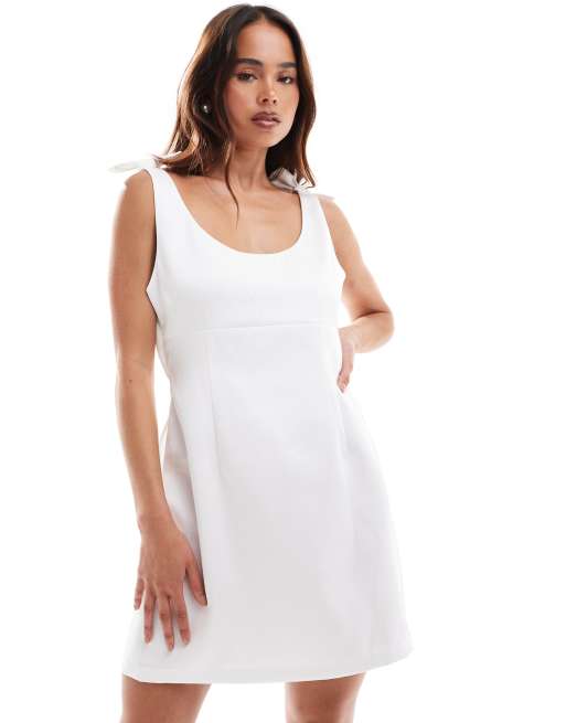Six Stories - Vestito corto avorio con fiocco sulla spalla da sposa, 3 di 4