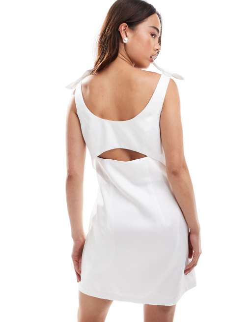 Six Stories - Vestito corto avorio con fiocco sulla spalla da sposa, 4 di 4