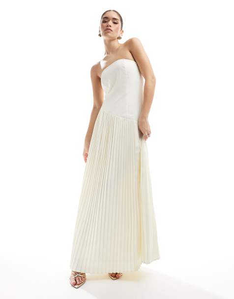 Six Stories - Vestito lungo da sposa color avorio asimmetrico con vita scesa - view 1