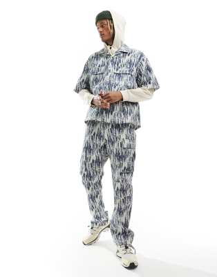 acid wash cargo pants in navy - part of a set