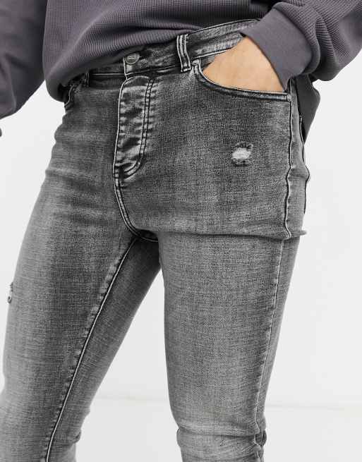 Sixth June acid wash distressed skinny jeans in gray, 3 of 4