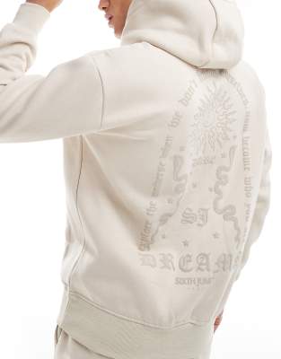 back print Dream hoodie in beige-Neutral