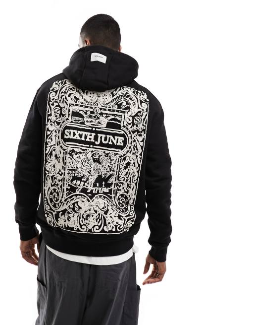 Sixth June back print graphic hoodie in black