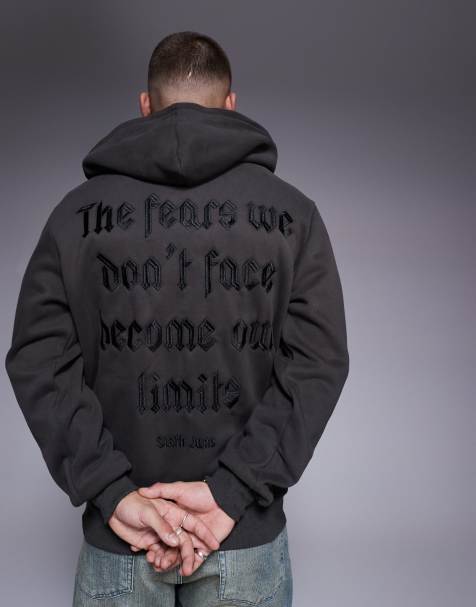 Sixth June back printed quote zip hoodie in black - view 1
