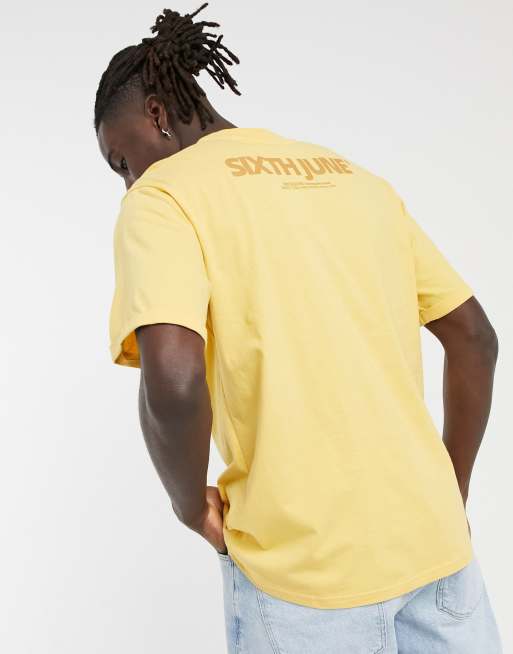 Sixth June – Basic-T-Shirt in Senfgelb mit Logo, 2 von 4