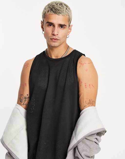 Sixth June basketball vest in black mesh with logo back print, 3 of 4