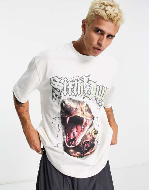 Sixth June – Biały T-shirt z nadrukiem z motywem węża