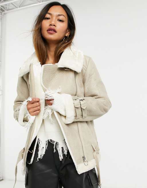 Sixth June Blouson aviateur Beige ASOS