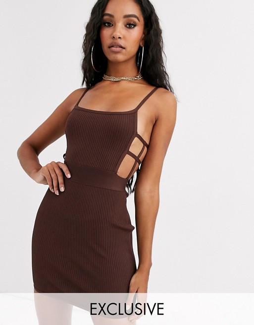 Sixth June bodycon cami dress with cage detail in bandage