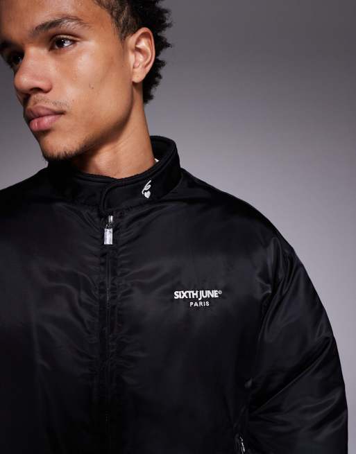 Sixth June bomber racing jacket in black | ASOS