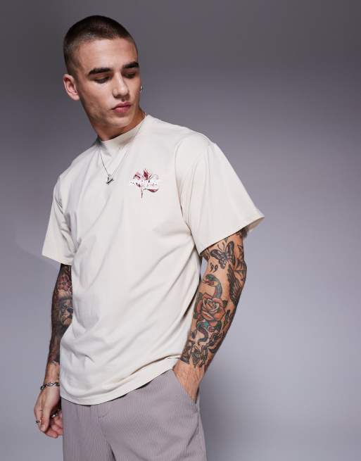 Sixth June botanical motif back print t-shirt in beige, 3 of 4