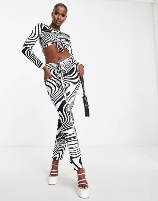 Sixth June - Broek met psychedelische print in zwart en wit, deel van co-ord set, 2 van 4