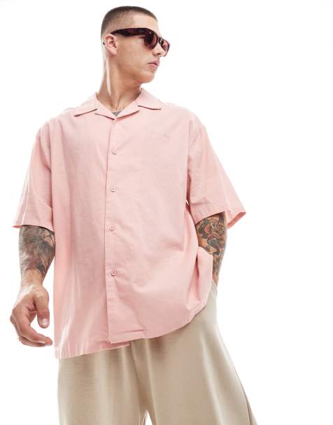 Sixth June - Camicia a maniche corte oversize in lino rosa - view 1