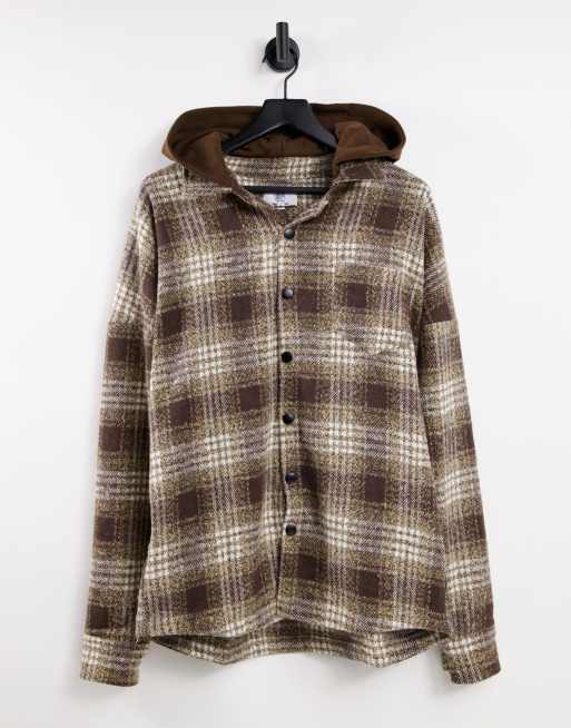Sixth June - Camicia con cappuccio marrone a quadri scozzesi