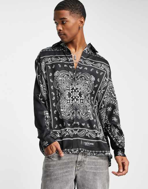 Sixth June - Camicia nera con stampa stile bandana